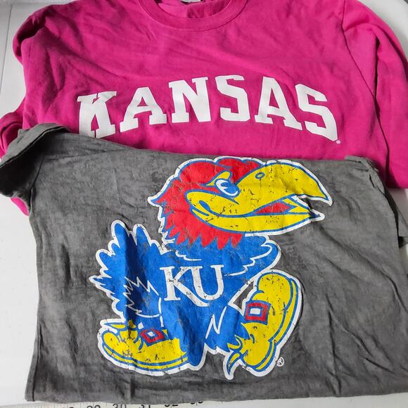 Kansas Jayhawk KU Women's Medium Large Tops Shirts Bundle of 2‎ - Picture 1 of 3